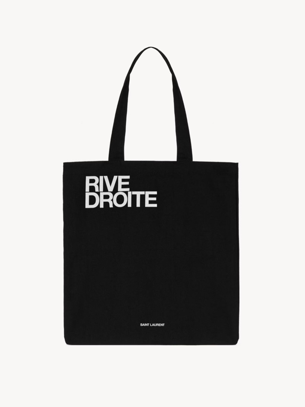 Saint Laurent Black Canvas 'RIVE DROITE' Logo Tote